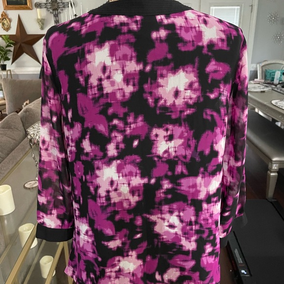 JM Collection Purple and Black Blouse - Picture 3 of 4